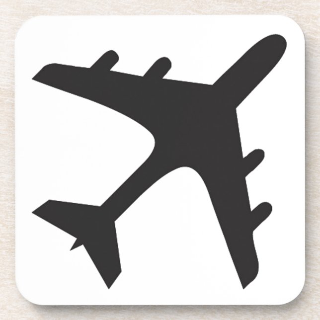Dessous-de-verre Blanc noir simple conception d'avion (Devant)