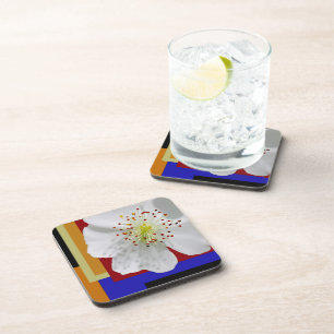 Dessous-de-verre Blanc Printemps Fleur Art Beau Coloré Géométrique