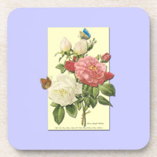Dessous-de-verre Blanc rose Vintage Roses botaniques