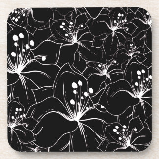 Dessous-de-verre Blanc sensible sur le motif floral noir