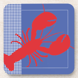 Dessous-de-verre Bleu Blanc En vichy Rouge Homard Côtier Maine