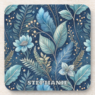 Dessous-de-verre Bleu complexe et vert botanique - bleu foncé étoil