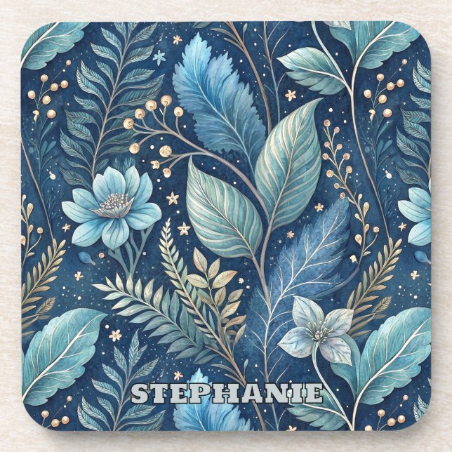 Dessous-de-verre Bleu complexe et vert botanique - bleu foncé étoil (Devant)