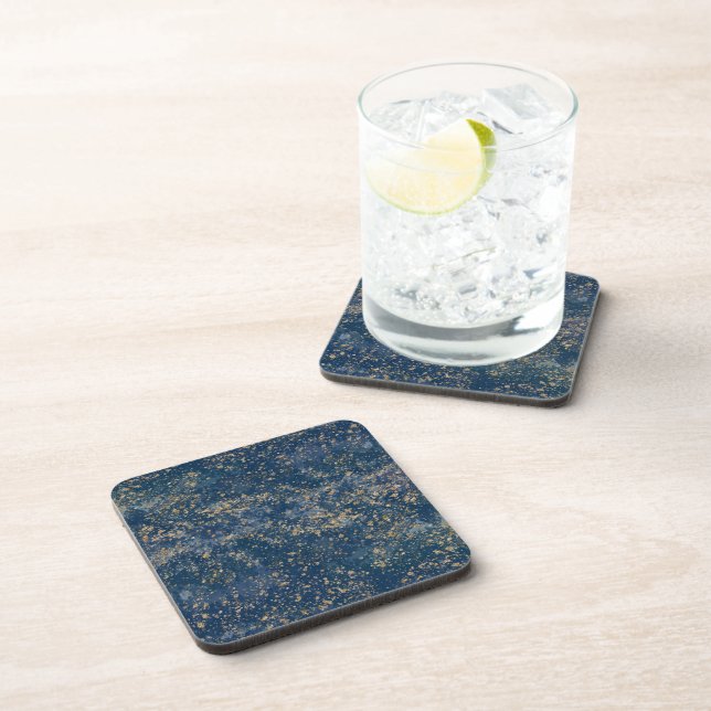 Dessous-de-verre Bleu et Or Moderne Pailleté éclaboussé (Côté Droit)
