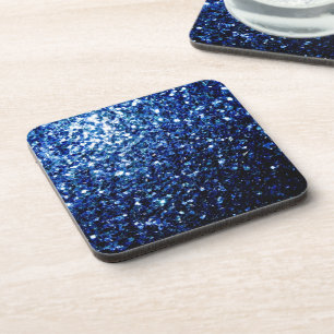 Dessous-de-verre Bleu foncé brillant faux parties scintillant scint