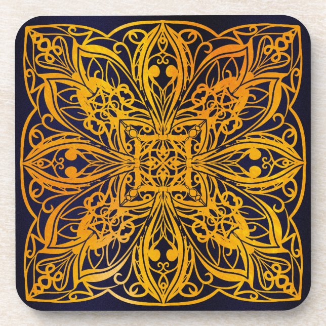 Dessous-de-verre bleu,géométrique, chakra, moderne,zen, magnétisme, (Devant)