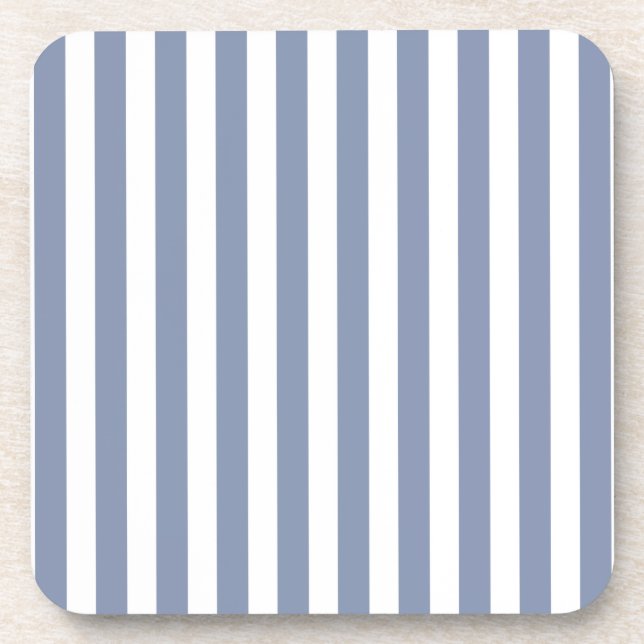 Dessous-de-verre Bleu gris et blanc rayures de bonbons (Devant)