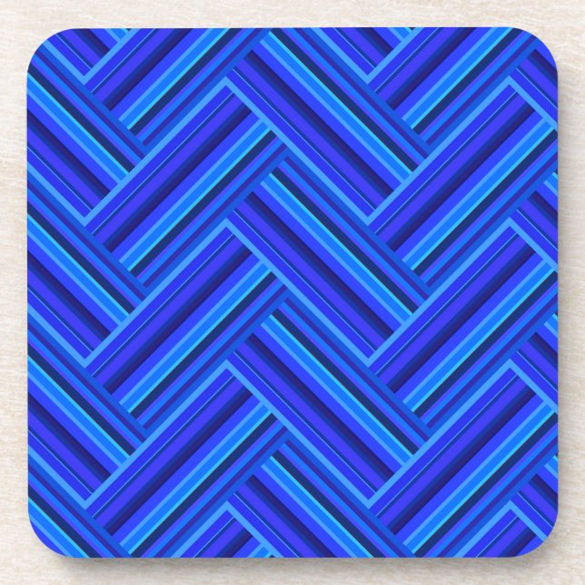 Dessous-de-verre Bleu rayures double motif (Devant)
