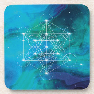 Dessous-de-verre Bleu,tapisserie, cosmos, Métatron, géométrie sacré
