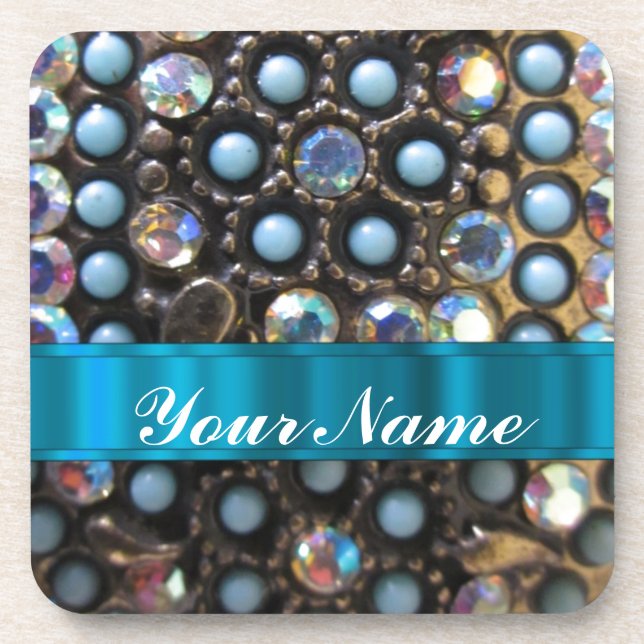 Dessous-de-verre Bleu turquoise perlé (Devant)