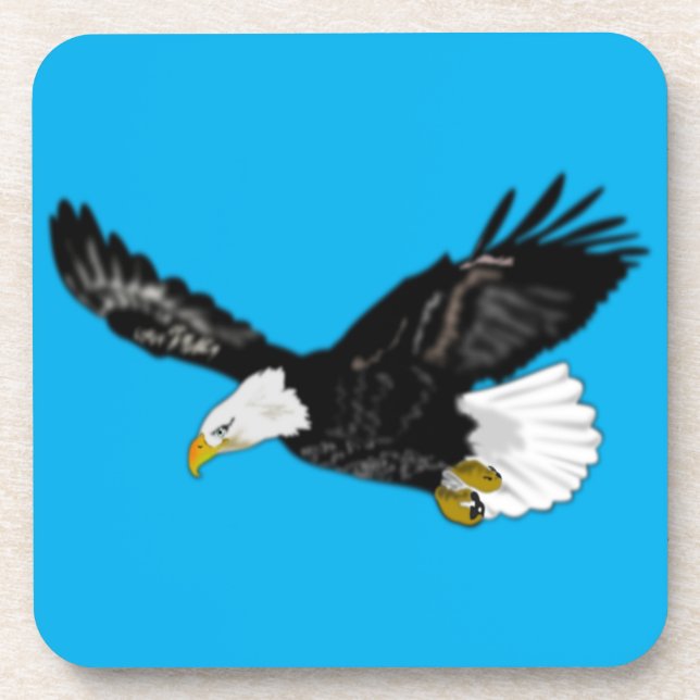 Dessous de verre bleu volant d'aigle à tête blanch (Devant)