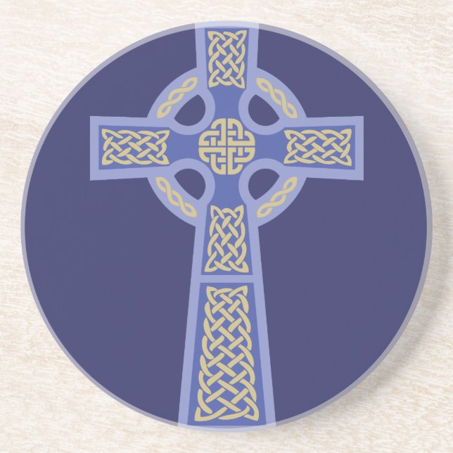Dessous de verre bleus de grès de croix celtique (Devant)