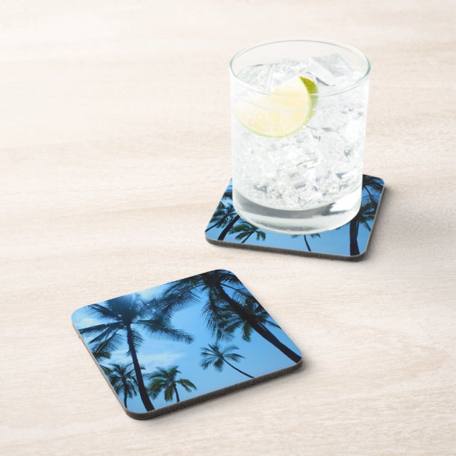 Dessous de verre bleus de palmiers d'Hawaï (Côté Droit)