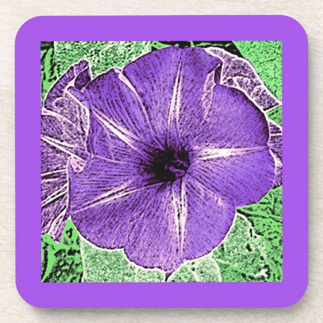 Dessous-de-verre Bloc de gloire du matin Impression - violet doux (Devant)