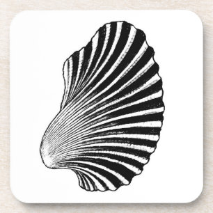 Dessous-de-verre Blocage de coquille de saint Jacques, noir et blan