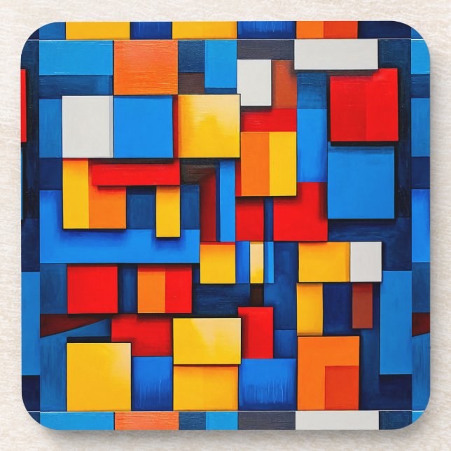 Dessous-de-verre Blocs abstraits colorés (Devant)