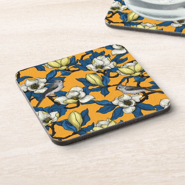 Dessous-de-verre Blooming magnolia and titmouse bird 3 (Côté gauche)