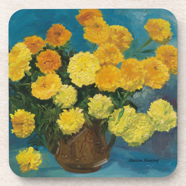 Dessous-de-verre Blooming yellow Marigolds (Devant)
