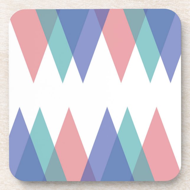 Dessous-de-verre Blue and coral triangles (Devant)