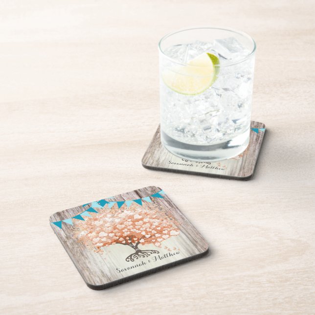 Dessous-de-verre Blue Bunking Country Chic Grange Mariage en bois (Côté Droit)