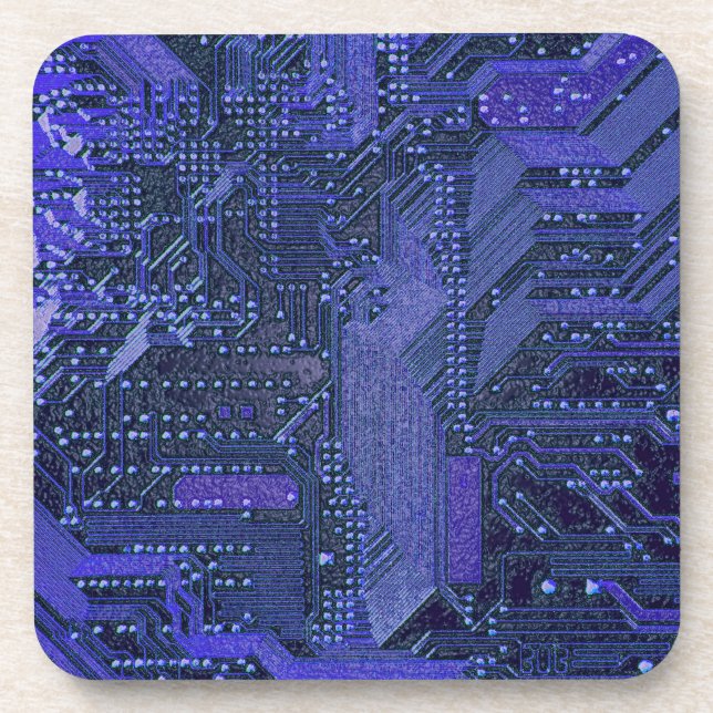 Dessous-de-verre Blue Cyber Circuit Board Tech Art Electronique (Devant)