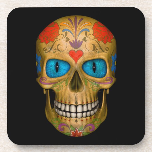 Dessous-de-verre Blue Eyed Sugar Skull Zombie coasters (6) (Devant)
