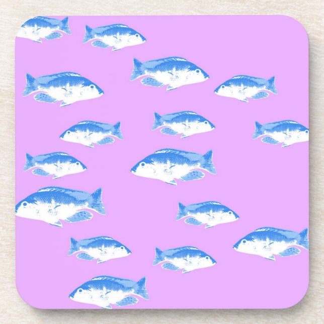 Dessous-de-verre Blue fish on lilac (Devant)