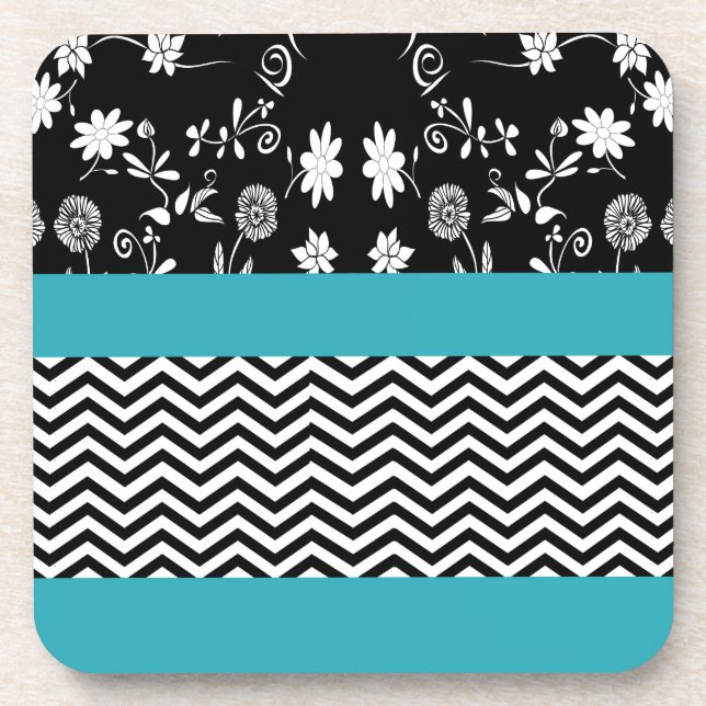 Dessous-de-verre blue floral chevron (Devant)