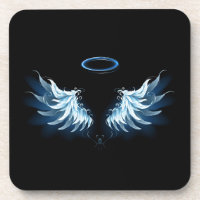 Blue Glowing Angel Wings on black background