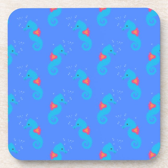 Dessous-de-verre Blue Seahorse Pattern (Devant)