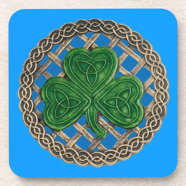 Dessous-de-verre Blue Shamrock And Celtic Knots Coasters (Devant)