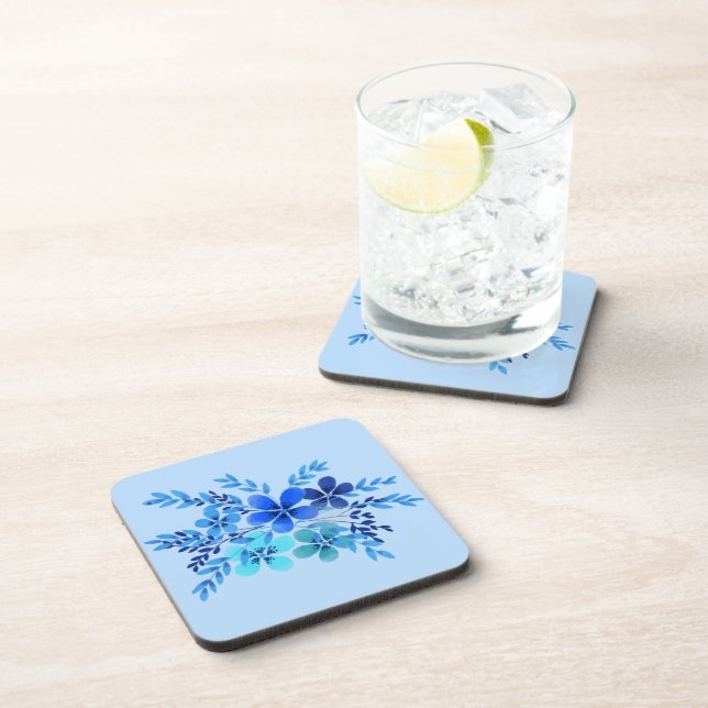 Dessous-de-verre Blue Watercolor Flower (Côté Droit)