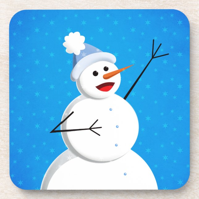 Dessous-de-verre Blue Winter Happy Snowman (Devant)