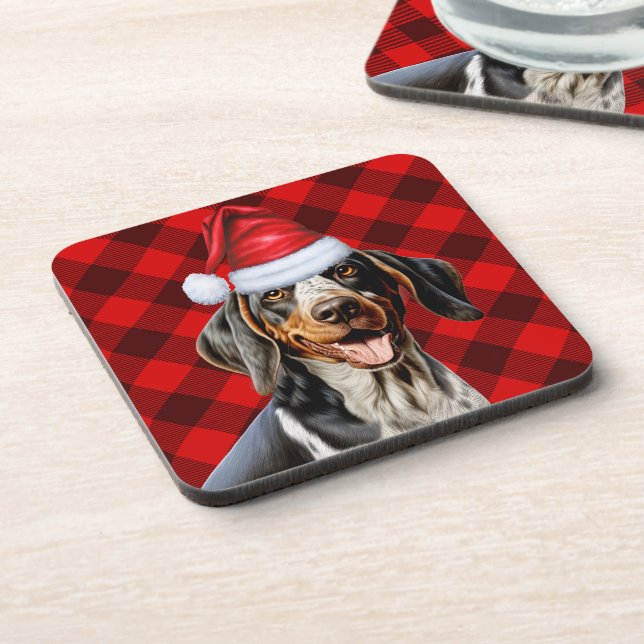 Dessous-de-verre Bluetick Coonhound Dog Red Buffalo Holiday Plaid (Côté gauche)