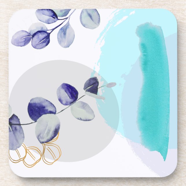 Dessous-de-verre Boho botanique cyan violet (Devant)