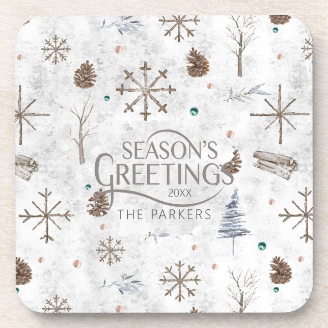 Dessous-de-verre Boho Twigs & Pinecone Christmas ID986 (Devant)