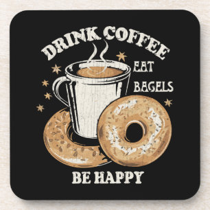 Dessous-de-verre Boire du café manger des bagels être heureux
