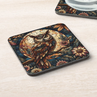 Dessous-de-verre Bois majestueux Chouette Brown Verre tendu