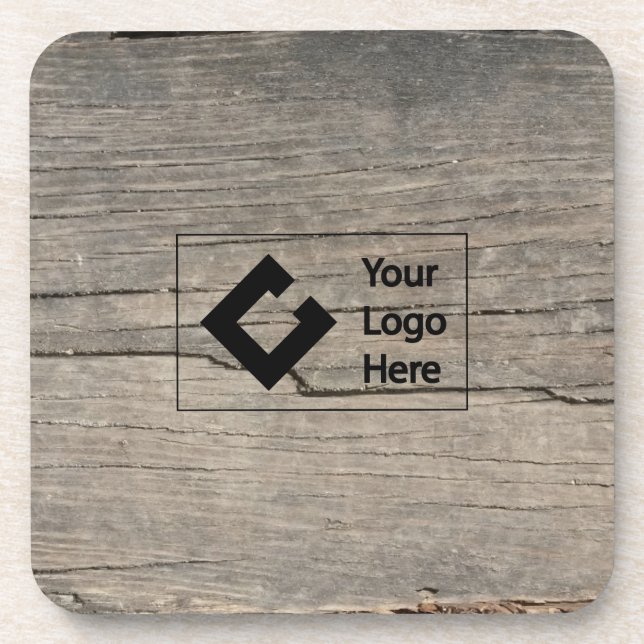 Dessous-de-verre Bois rustique fait sur commande avec le logo (Devant)