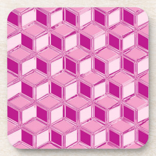 Dessous-de-verre Boîtes 3D Chrome - rose fuchsia
