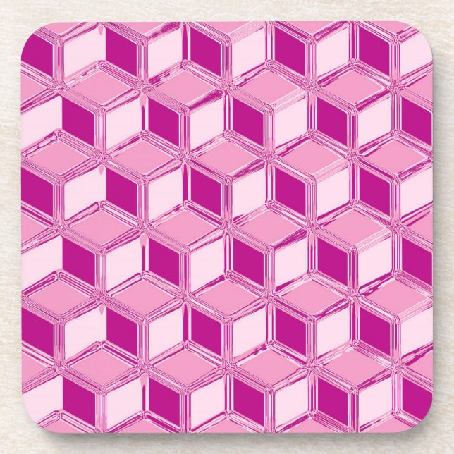 Dessous-de-verre Boîtes 3D Chrome - rose fuchsia (Devant)