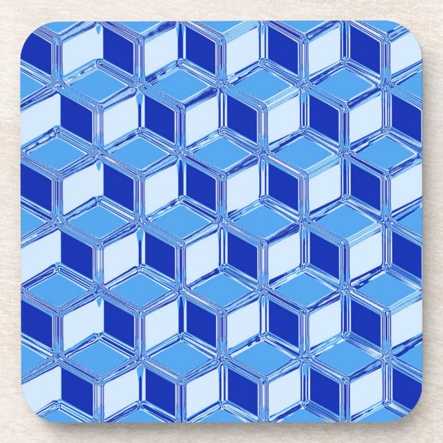 Dessous-de-verre Boîtes Chrome 3-d - bleu cobalt (Devant)