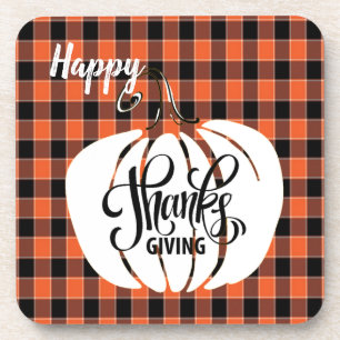 Dessous-de-verre Bon thanksgiving customisé Orange Buffalo Plaid