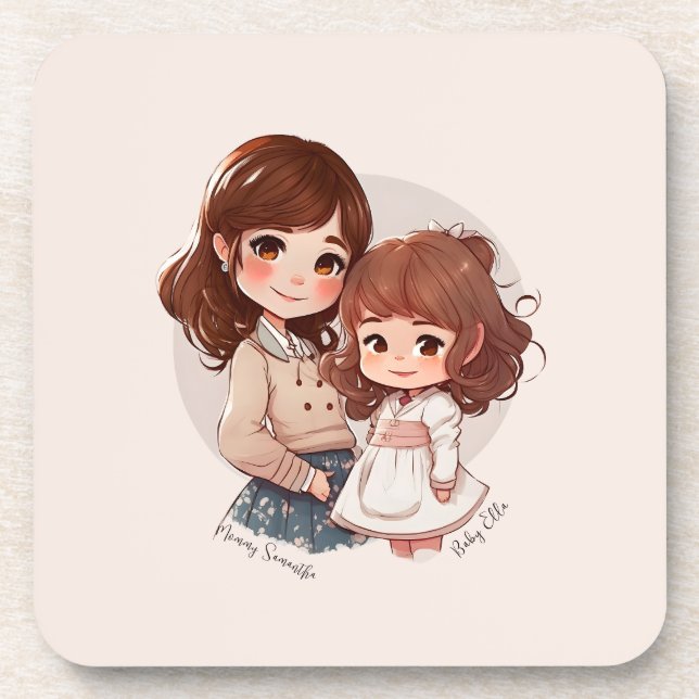 Dessous-de-verre Bond adorable maman et fille (4) (Devant)