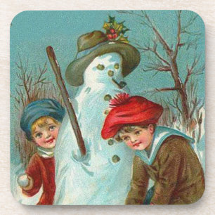 Dessous-de-verre Bonhomme de neige Enfants Neige Houx