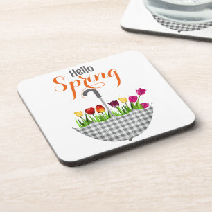 Dessous-de-verre BONJOUR Citation PRINTEMPS Tulipe Floral
