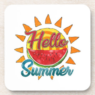 Dessous-de-verre Bonjour été   Watercolor Watermelon & Vibrant Sun
