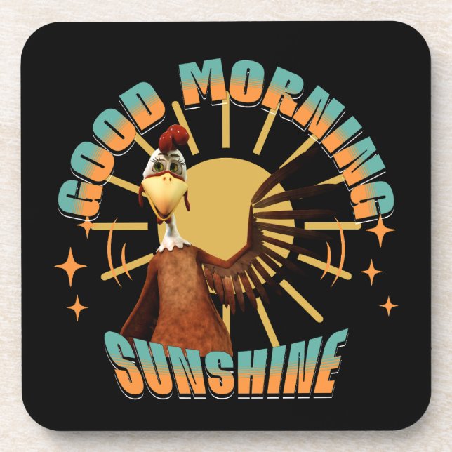 Dessous-de-verre Bonjour Soleil Coq Drôle (Devant)