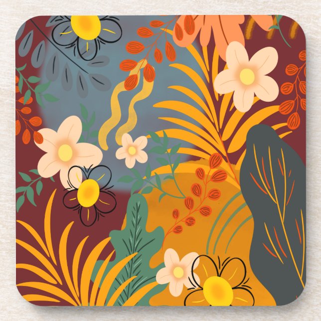 Dessous-de-verre Bonjour Spring Happiness Time, Flore Tropicale (Devant)