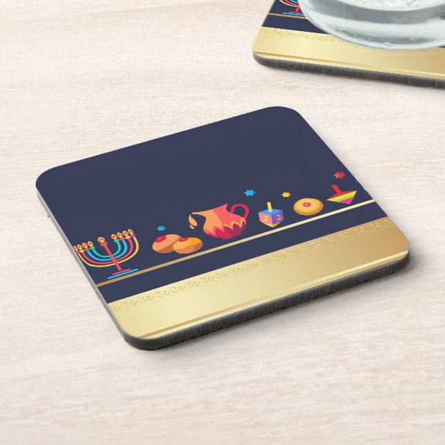 Dessous-de-verre Bonne fête Hanoukka belle décoration (Côté gauche)